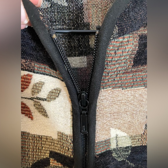 Vintage Studio Works Patchwork Tapestry Jacket Full Zip Fall Brown Leaf Sz Large - Picture 4 of 11